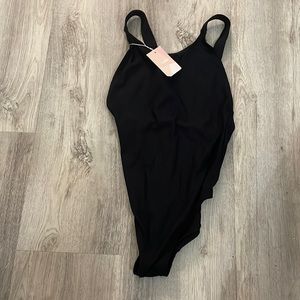 Andie Swim Montauk black ribbed one piece S